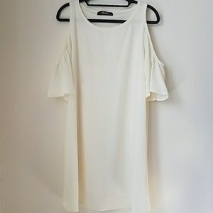 Ivory cold-shoulder dress